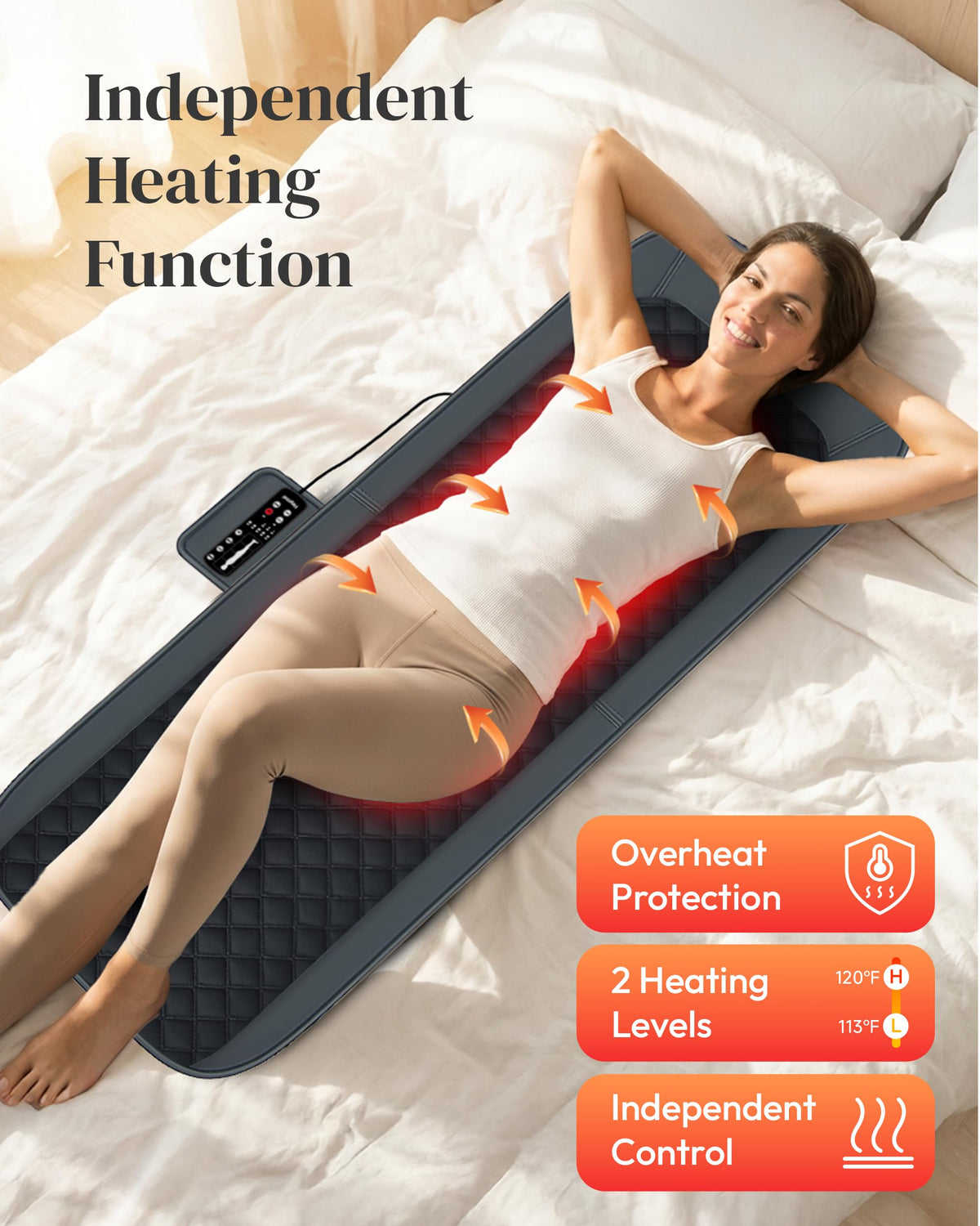Full Body Massage Mat with Heat, 10-Motor Vibration Massage Pad, Foldable Memory Foam A1239