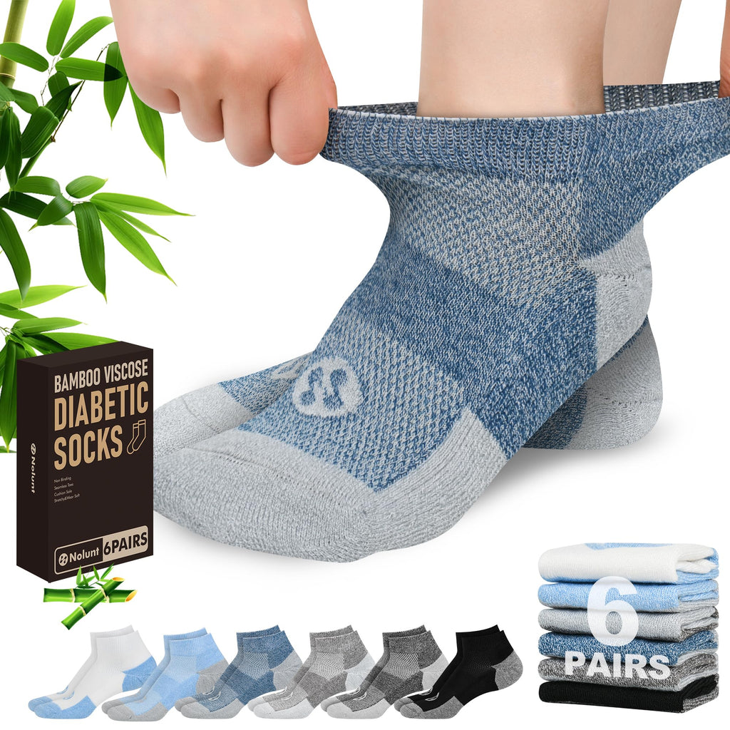 Low Cut Diabetic Socks for Men, 6 Pairs Q6690