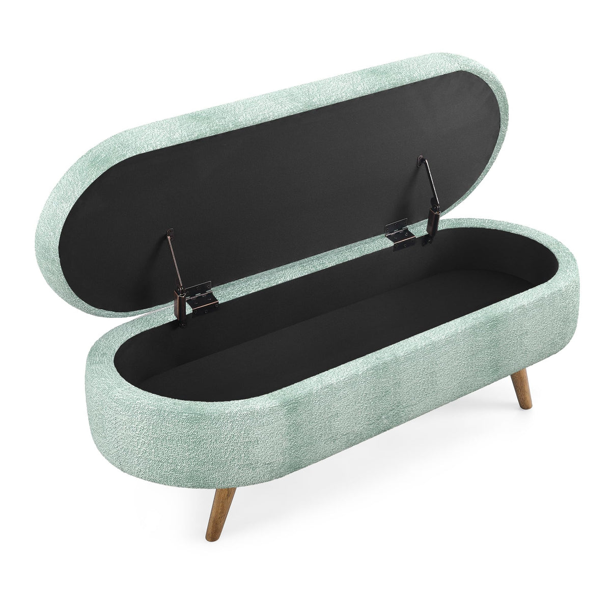 Oval Storage Bench with Rubber Wood Legs Gray A1625