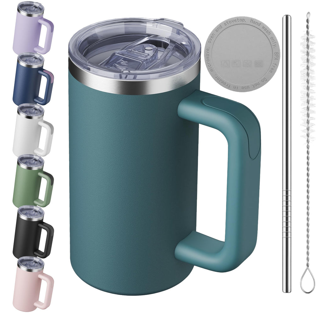 20oz Insulated Coffee Mug With Handle Ocean Blue D2907