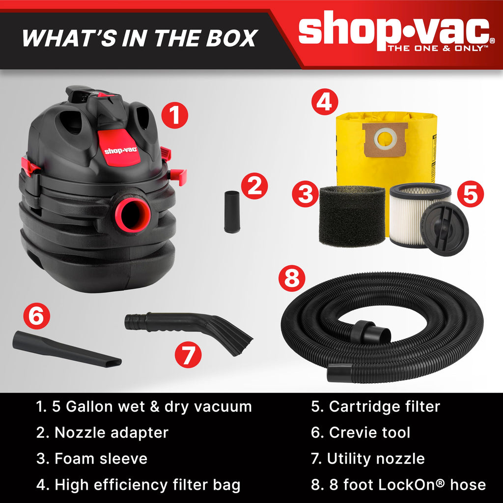 5 Gallon 6.0 Peak HP Portable Wet/Dry Vacuum S767519
