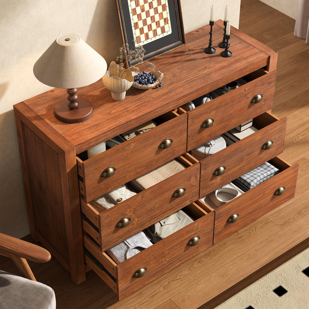 Vintage 6 Drawer Solid Wood Dresser L75188