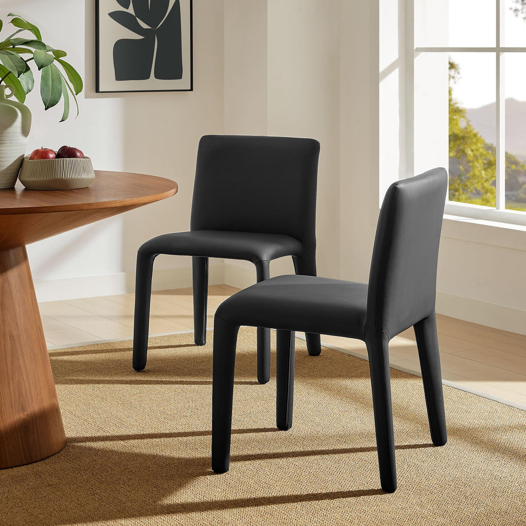 Black Faux Leather Dining Chair P764