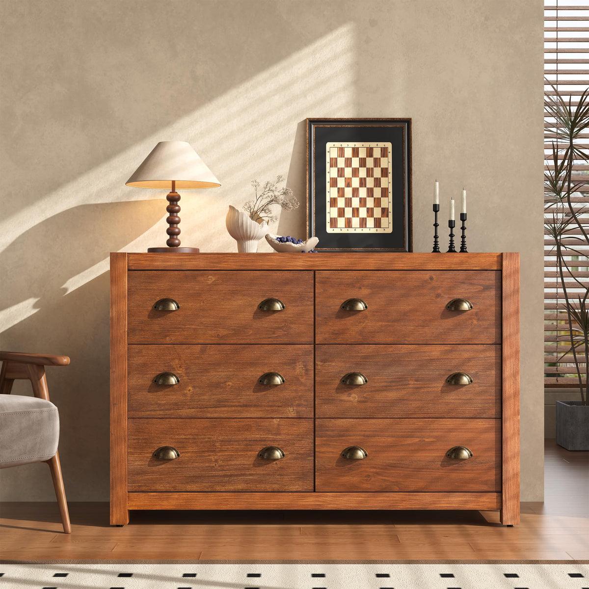 Vintage 6 Drawer Solid Wood Dresser L75188