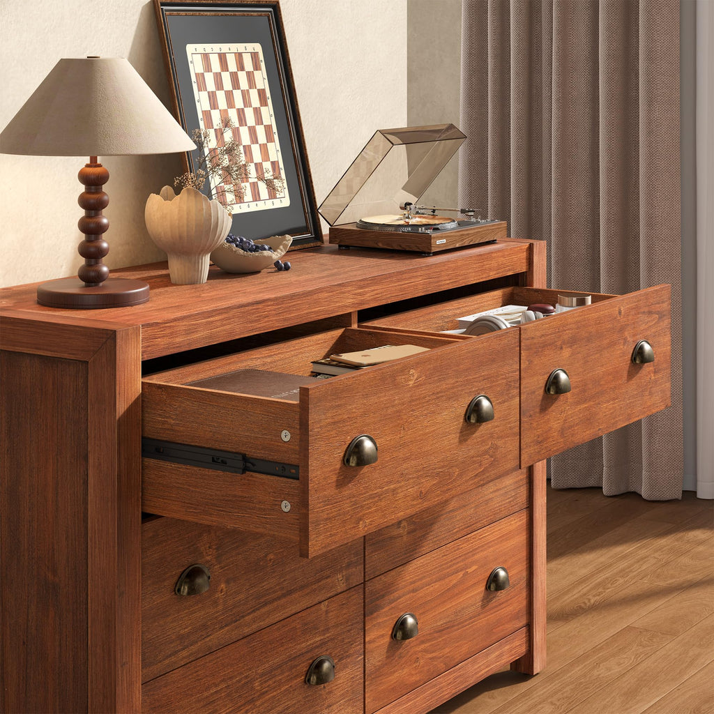 Vintage 6 Drawer Solid Wood Dresser L75188