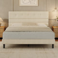 Queen Size Linen Fabric Upholstered Platform Bed Frame J542408