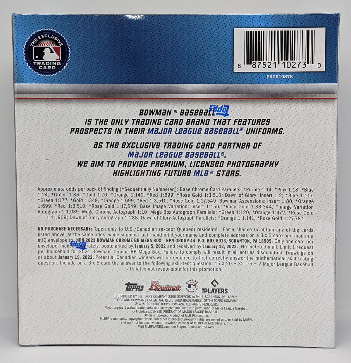 Bowman Chrome MLB Baseball Mega Box S973146