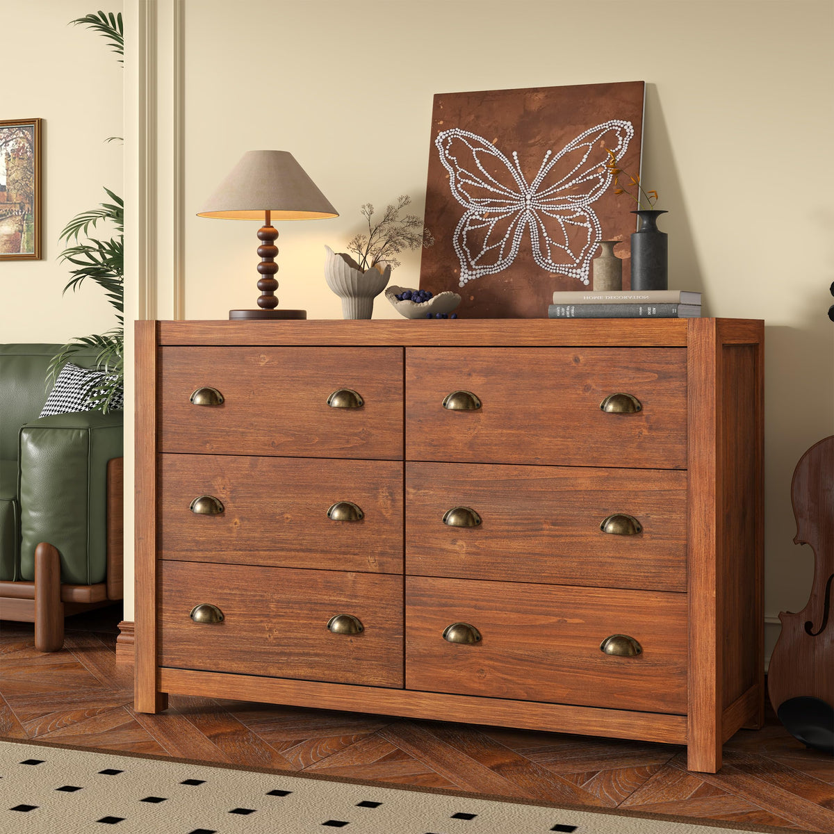 Vintage 6 Drawer Solid Wood Dresser L75188