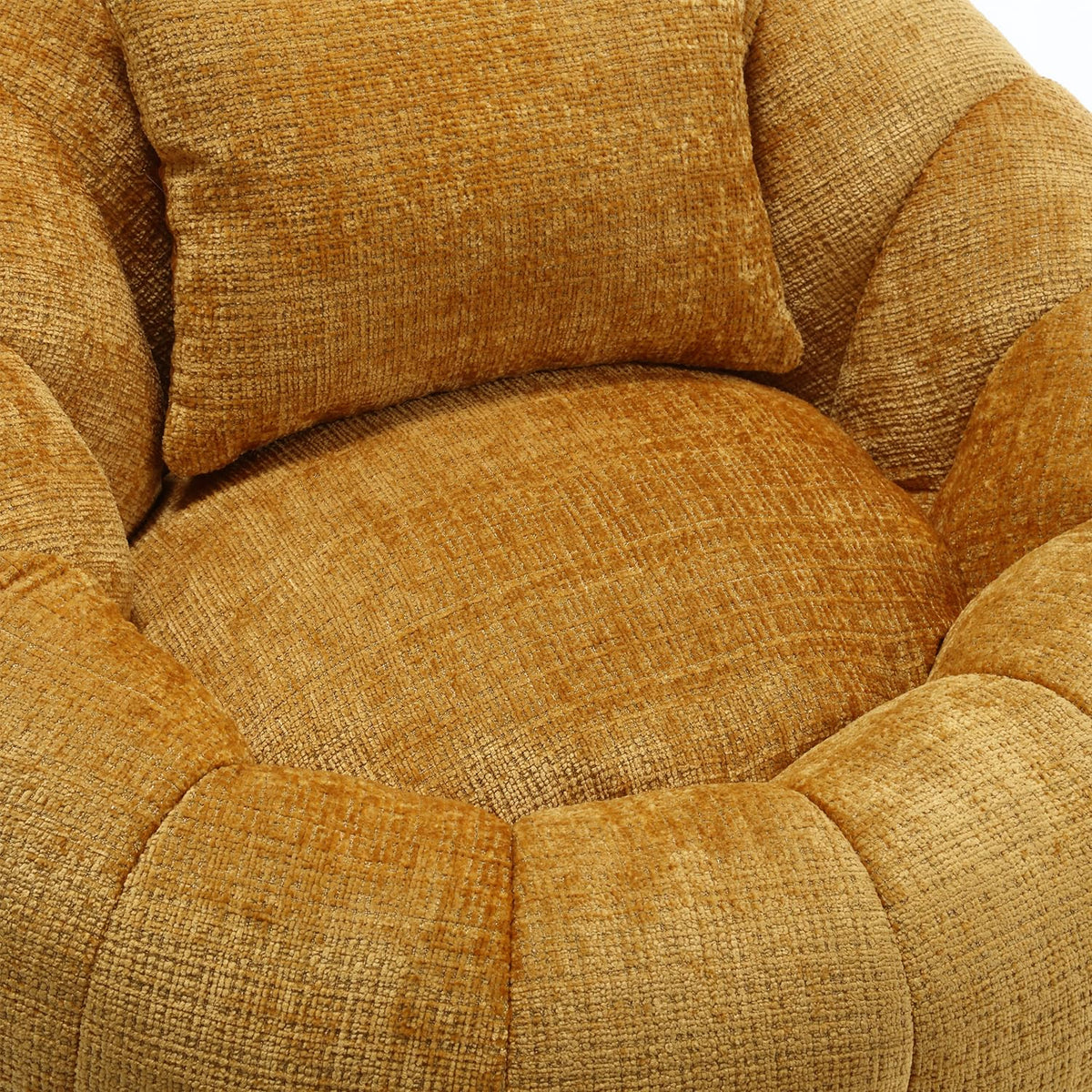 Yellow Chenille Bean Bag Chair with Ottoman and Pillow F4772